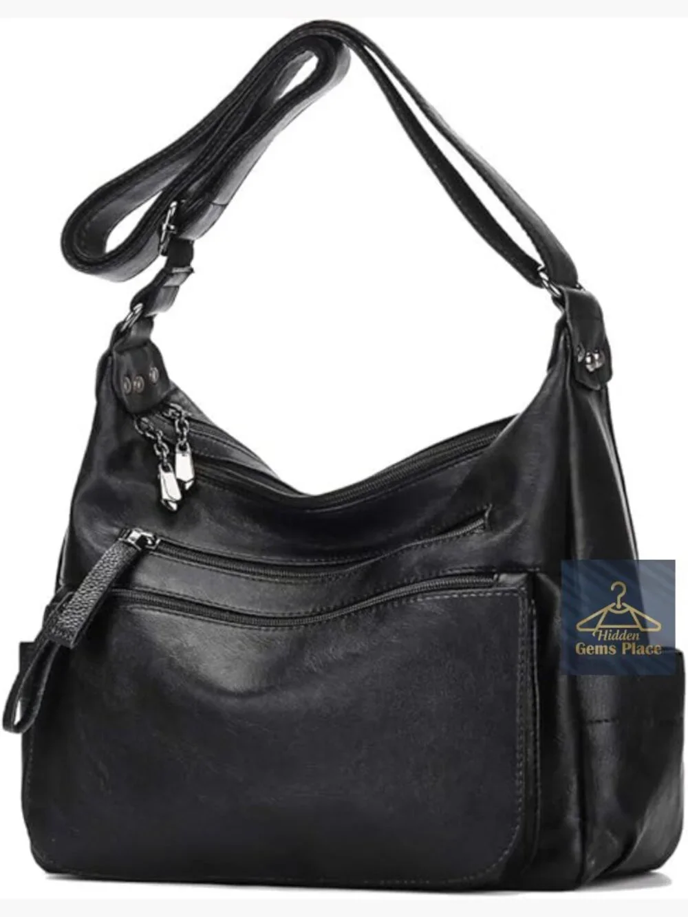 Soft PU Leather Hobo Crossbody Bag Multi-Pocket Shoulder Tote Purse